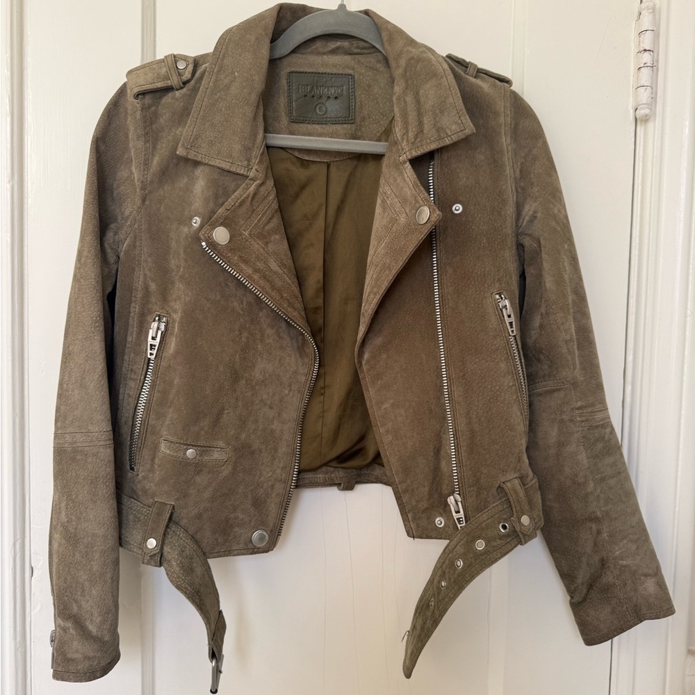 Blank NYC Olive Suede Biker Jacket